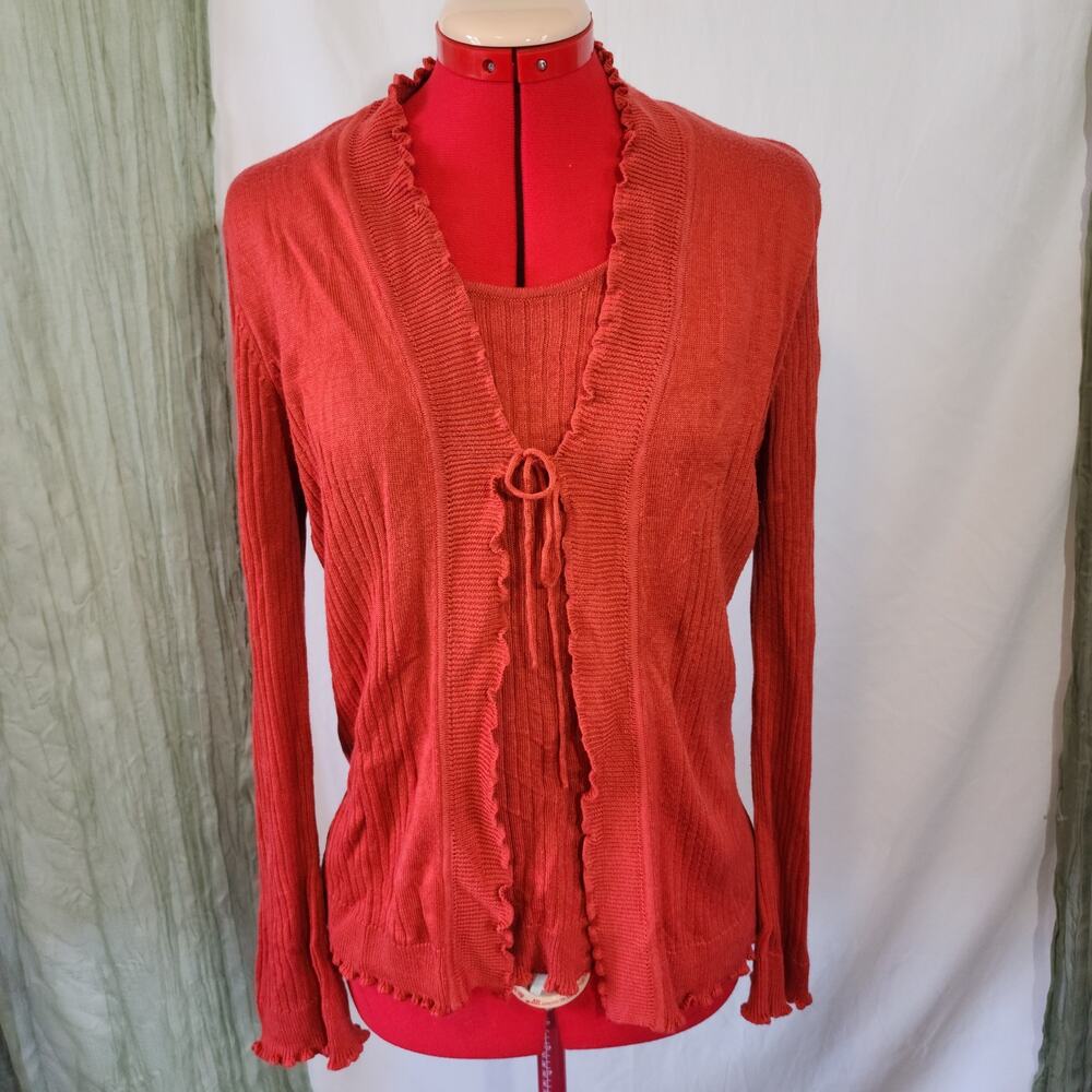 Requirements Orange Long Sleeves Stretch Woman's Sweater Size M
